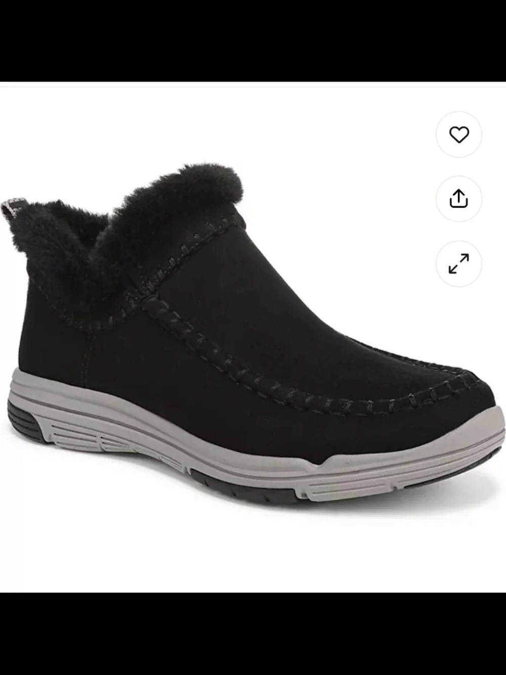 Ryka Arrow Black Slip-On Ankle Bootie with Faux Fur Cuff